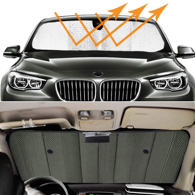 BIGANT Big Ant Car Windshield Sunshade UV Ray Reflector Auto Window Sun Shade Visor Shield Cover, Keeps Vehicle Cool- Sliver (55" x 27.5") - Image 3